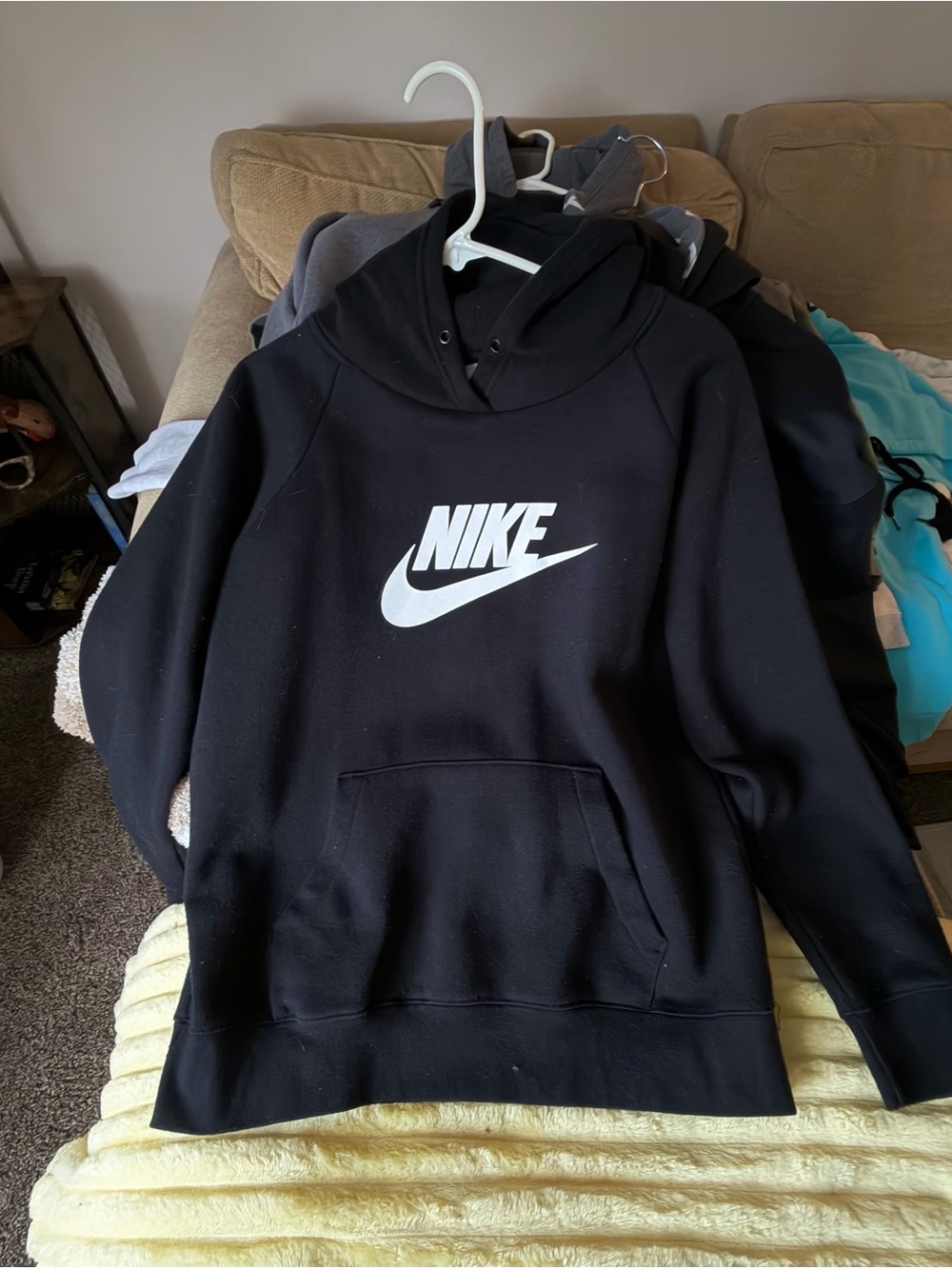 Nike Black Crewneck Hoodie with White Swoosh